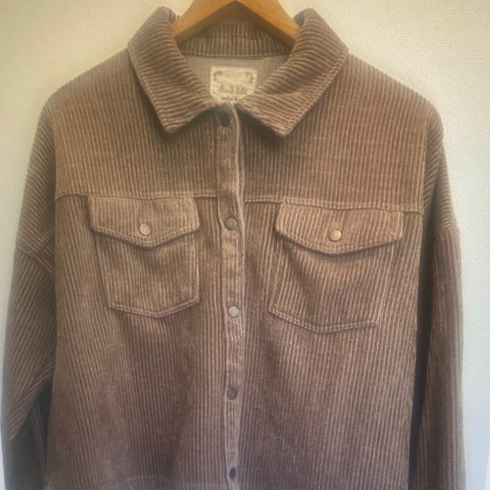 Altar’d State Corduroy Jacket Beige XXL Snap Button Boxy Fit Pockets Lightweight